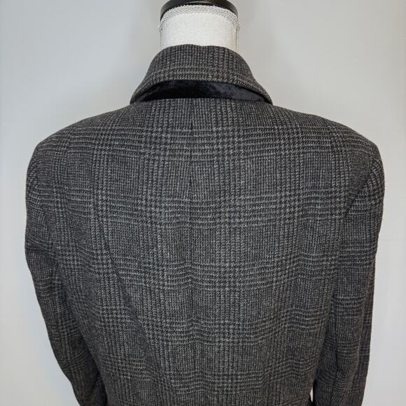 AllSaints Mallieus Men’s Wool Plaid Yuto Pea Coat Charcoal Gray Size Medium 38 - Picture 7 of 16